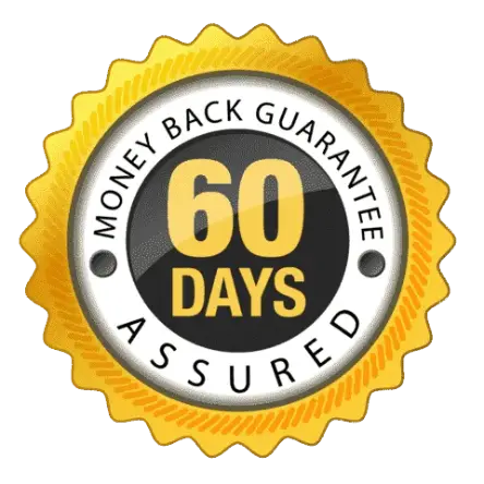 Flush Factor Plus 60 day money back guarantee badge for customer satisfaction